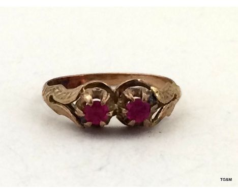 9ct gold ladies ruby set ring size O