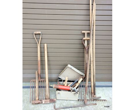 Miscellaneous tools to include BR ballast shovel, rail sledge hammer and BR small tools