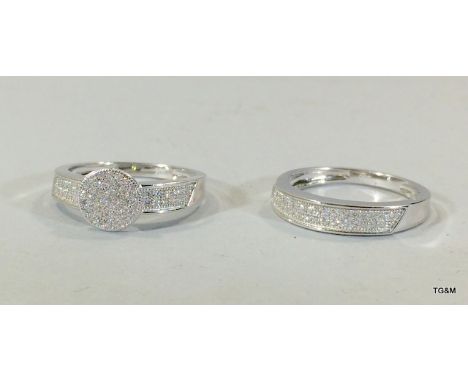 Silver and Cz dress ring and matching half eternity ring