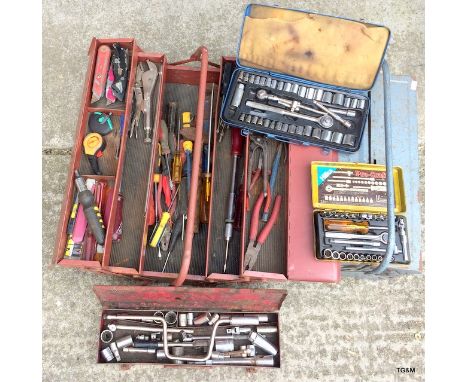 2 x tool boxes with tools and socket sets
