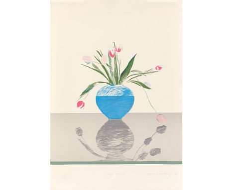 (See English version below)David Hockney (Bradford 1937 – lebt in London und Los Angeles). „pretty tulips“. 1970Farblithograf