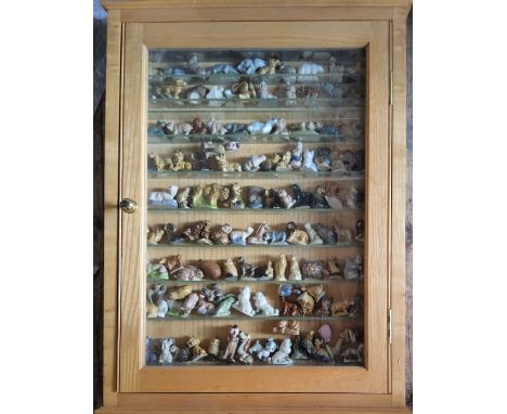 Wade Whimsies - a bespoke Ash display cabinet containing over 100 Wade Whimsies including Disney Lady &amp; the Tramp figures