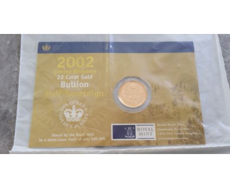 Elizabeth II, 'Bullion' Half Sovereign&nbsp;2002, 'Golden Jubilee Shield of Arms', obv. Ran-Broadley portrait of the Queen, r