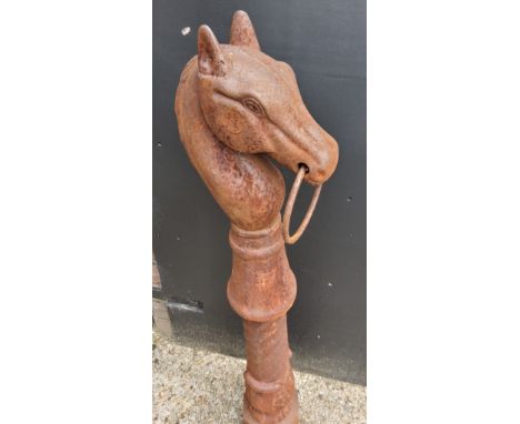 Cast iron horse tethering post with tethering ring 