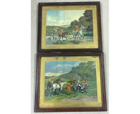Set of 2 French hunting prints, 54 x 45cm approx.