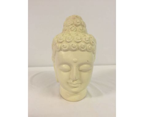 A ceramic cream decorative oriental head. Approx 24cm high.