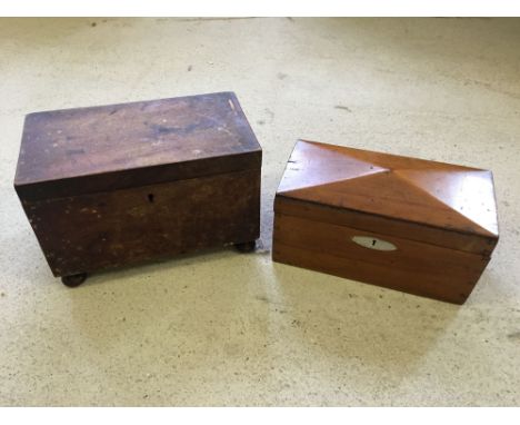 2 wooden tea caddy boxes.