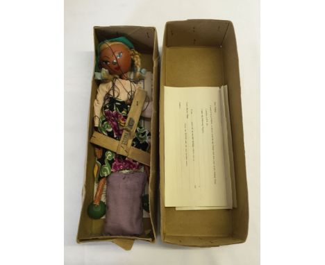 Early 1950's boxed Pelham Puppet 'Girl' Type LS, in original box with instructions and invitation letter & form to join the P