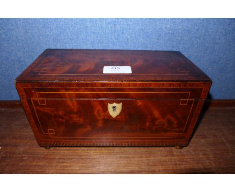 A Regency inlaid mahogany tea caddy 