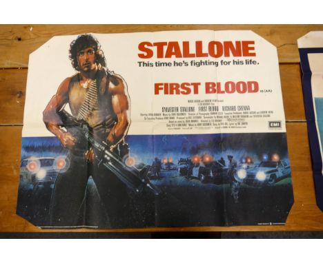 Rambo First Blood Movie Poster , marked on rear in ball point original movie Poster, 76cm x 101cm 