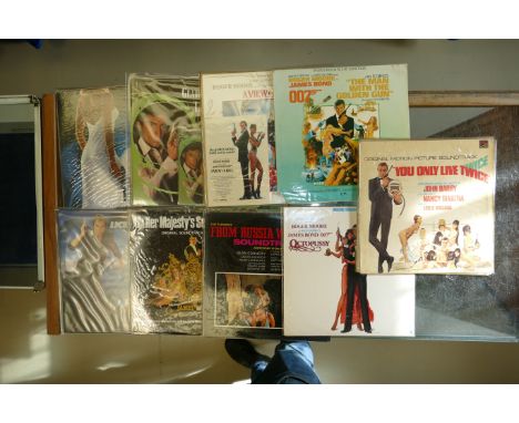 A collection of vintage James Bond records to include The Living Daylights 925616-1, Thunderball ULP1110, You Only Live Twice
