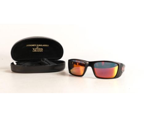 Oakley Ferrari limited edition fuel cell sunglasses with matte black frames and ruby iridium lenses, model OO9096-A8 ALT 