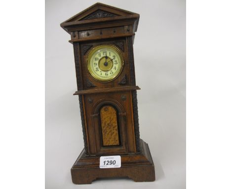 Late 19th / early 20th Century miniature longcase clock, the ceramic dial with Arabic numerals and a single train movement