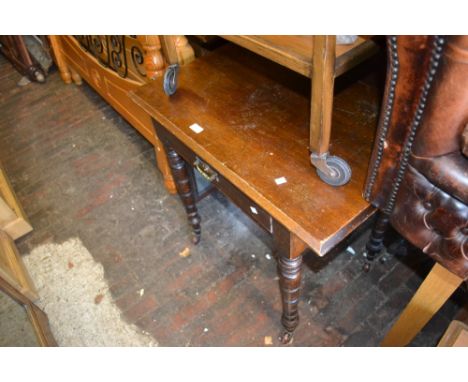 Late Victorian walnut single drawer side table on turned supports