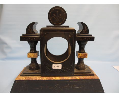 19th Century black slate two train mantel clock (for re-construction and renovation) together with a quantity of various cloc