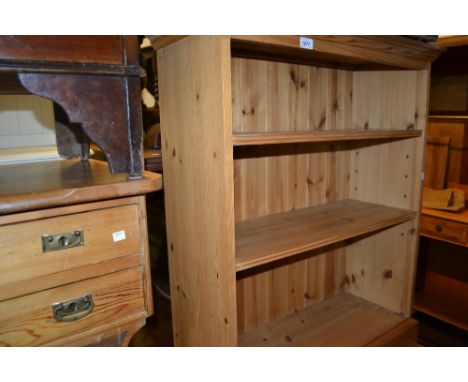 Small modern pine three shelf open bookcase