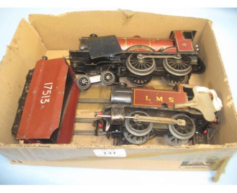 Bassett Lowke, 0 gauge tin plate clockwork engine and tender, 4-4-0, Duke of York, No. 1927 together with a Hornby 0 gauge cl