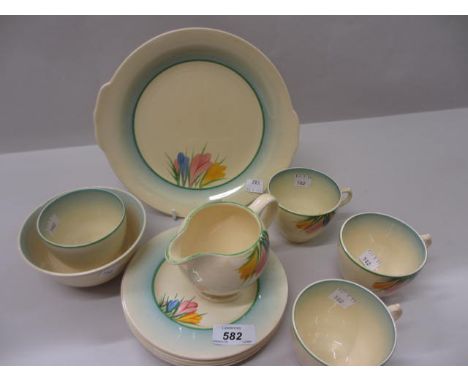 Clarice Cliff Newport pottery six place setting tea service (lacking saucers)