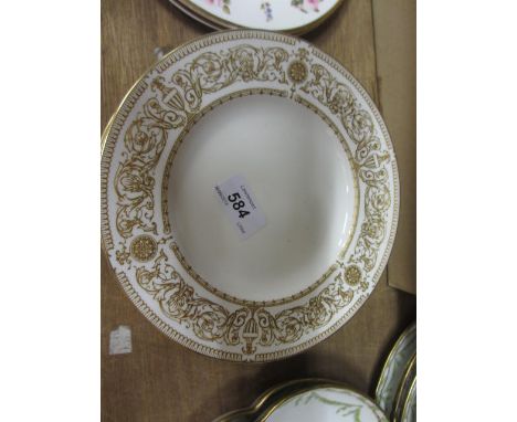 Set of twelve Royal Worcester Hyde Park pattern gilt decorated plates