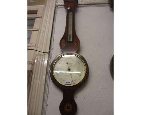 George III mahogany and inlaid wheel barometer with silvered dials by J. Selva and Company, Boston