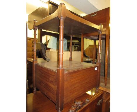 Reproduction mahogany two tier lamp table with two drawers to base