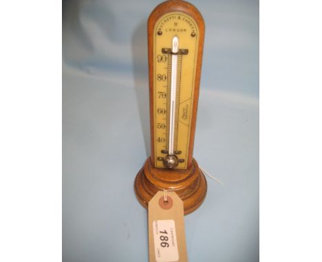 Oak table thermometer by Negretti and Zambra