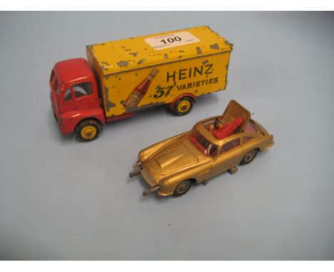 Dinky diecast metal Heinz 57 model lorry, together with a Corgi James Bond Aston Martin model