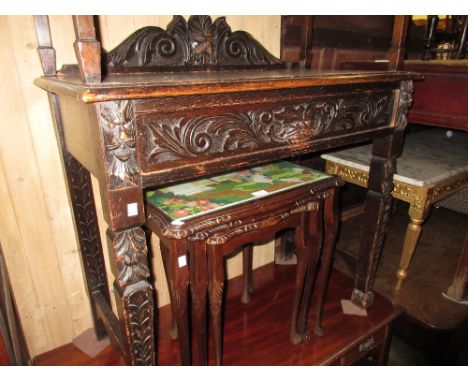 19th Century carved dark oak side table with a single mask head drawer