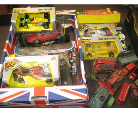 Box containing a small quantity of various Dinky and Lesney die-cast model vehicles together with a quantity of boxed Dinky, 