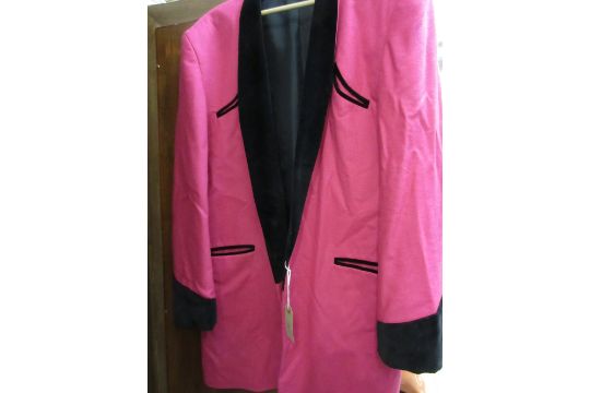 Two Teddy Boy Drape Jackets In Pink And Black And Black And Red
