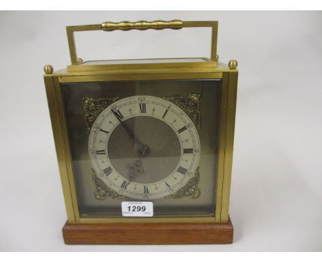 20th Century gilt brass mantel clock with gilded and silvered dial