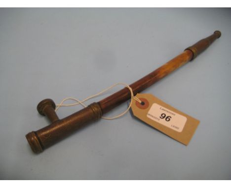 19th Century Chinese metal mounted bone opium pipe