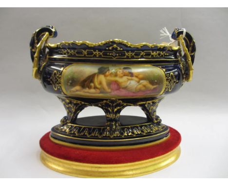 Late 19th Century Vienna porcelain two handled oviform vase painted with a panel of classical children, signed R. Pohl, on a 