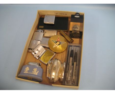 World War I cigarette lighter together with a quantity of other lighters etc.