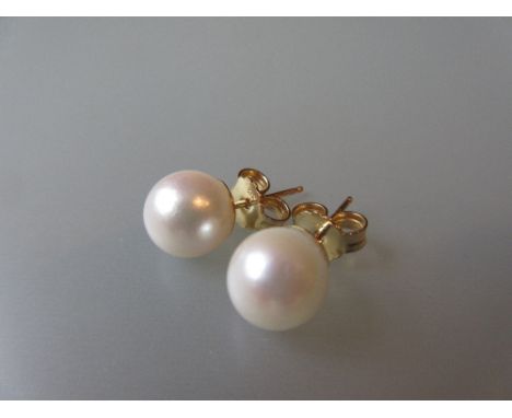 Pair of 9ct gold mounted cultured pearl stud earrings