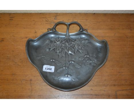 W.M.F. type Art Nouveau pewter tray decorated with sycamore