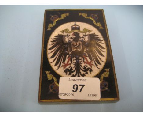 19th Century Russian rectangular champleve enamel paperweight decorated with an eagle and crowns