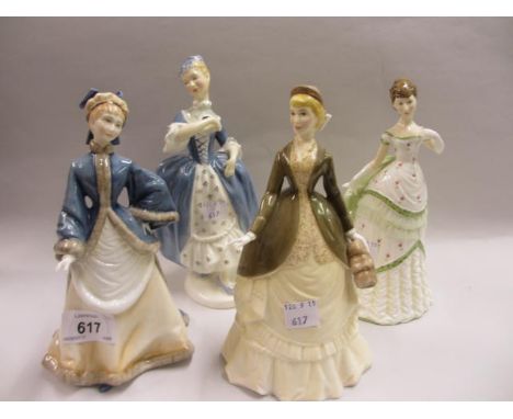 Four modern Royal Worcester figures, ' Winters Morn ', ' Autumn Song ', ' Belle of the Ball ' and ' Masquerade '