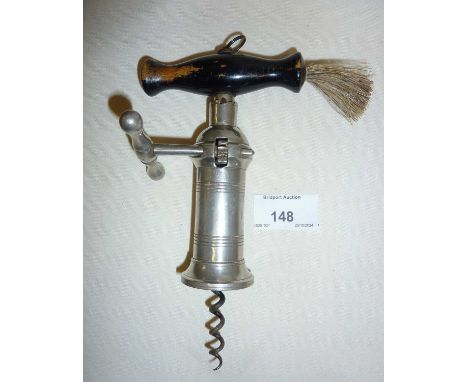 Antique London Rack corkscrew with plated barrel. Approx 18.5 cms long