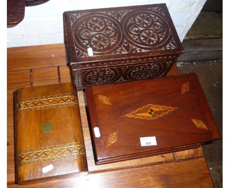 Three various wooden boxes including Victorian jewellery box