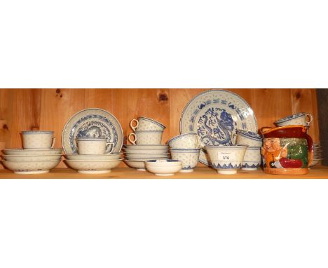 Large collection of Chinese blue and white rice china with 4 character marks and a Toby Jug