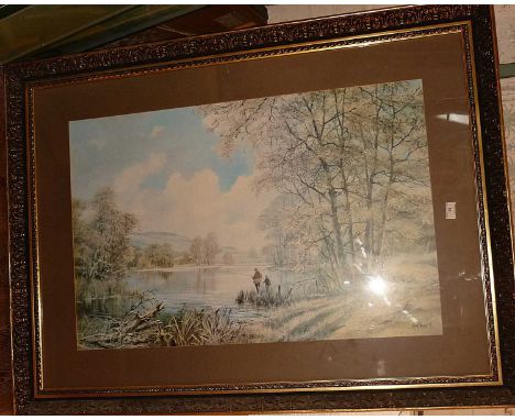 Large colour print after Don Vaughan in gilt frame 37" x 49"