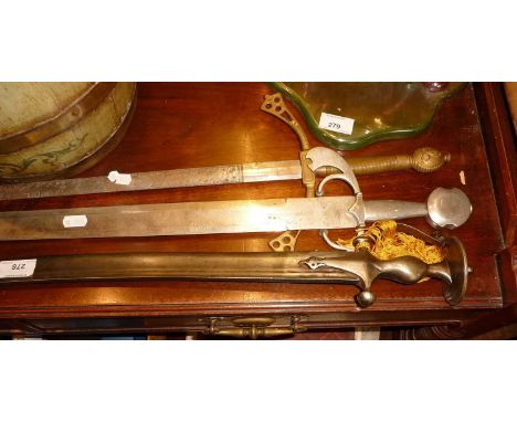 19thc Indo-Persian Arapusta Tulwar sword and two replica Spanish swords (please note that this lot cannot be posted)