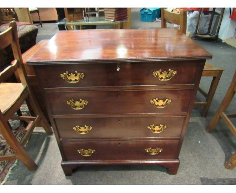 A 19th Century mahogany chest of small proportions, the reeded edge top over four graduating long drawers over bracket feet, 
