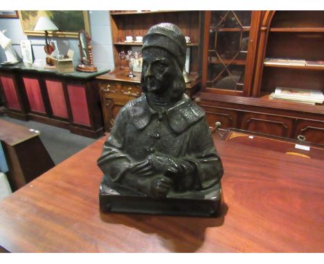 A cast bronze bust of religious figure, 31cm tall, 21cm wide