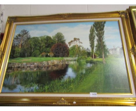 A gilt framed Richard Chorley oleograph depicting golfing green, signed and numbered 12/295 verso, 50cm x 75cm