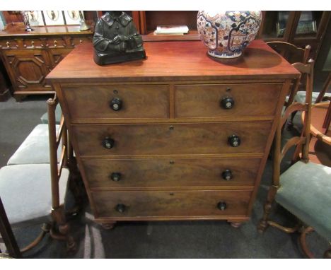 A Victorian mahogany chest of two over three drawers with mother of pearl handles, 113cm x 101cm x 49cm