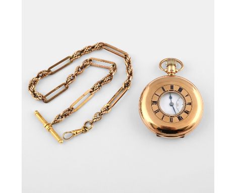 the white enamel dial with Arabic numerals and subsidiary seconds dial, three quarter plate movement, 50mm dia., 89.2 grams, 