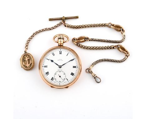 the signed white enamel dial with Roman numerals and subsidiary seconds dial, hallmarked for Birmingham 1925, with presentati