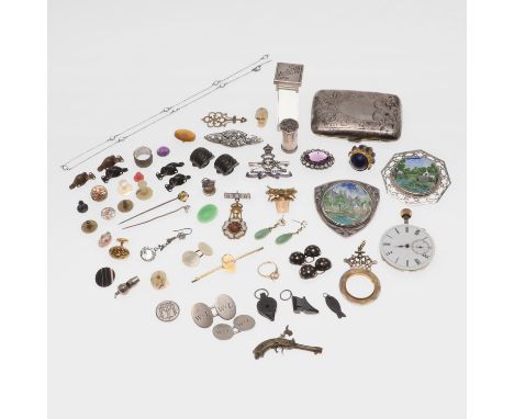 including a pair of jade and gold drop earrings, an opal and gold bar brooch, a Georgian paste set brooch and various other i